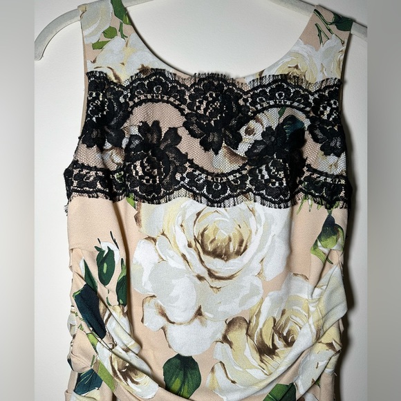 DOLCE & GABBANA Ruched silk Blush Rose black lace Dress 38 = USA 2 - Picture 2 of 16